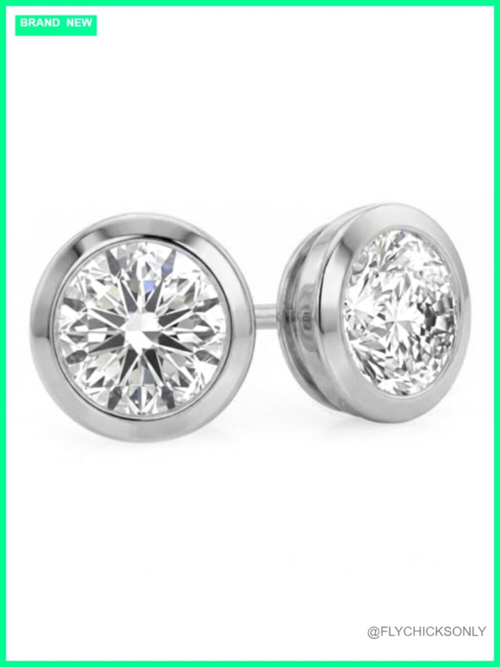14K White Gold Lab Grown Diamond Bezel Stud Earrings